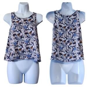 Elodie Womens Baby Doll Crop Tank Top Size M Juniors Floral Keyhole Neck